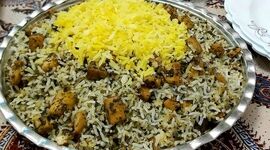 گشنیز پلو غذای لذیذ ایرانی

