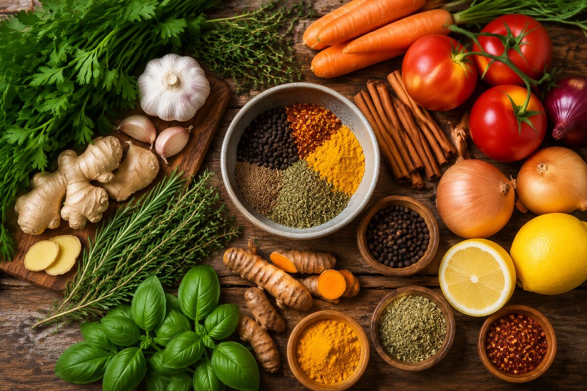 10 سبزیجات و ادویه ضروری برای هر آشپزخانه؛ طعم و سلامت در یک قاب